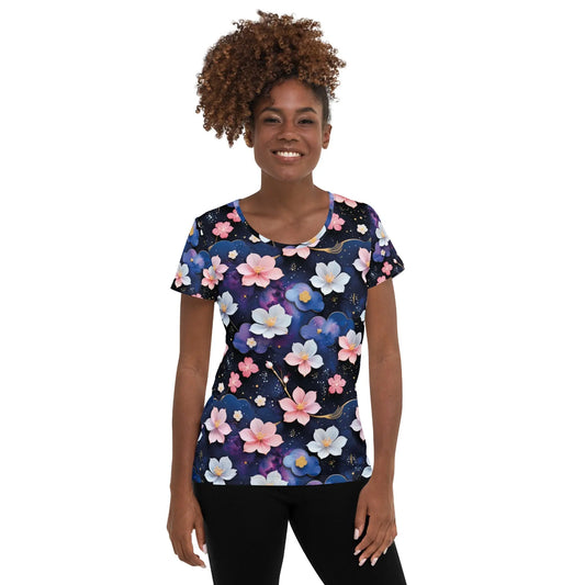 Women’s Athletic T-Shirt - Midnight Sakura | Lightweight & Functional