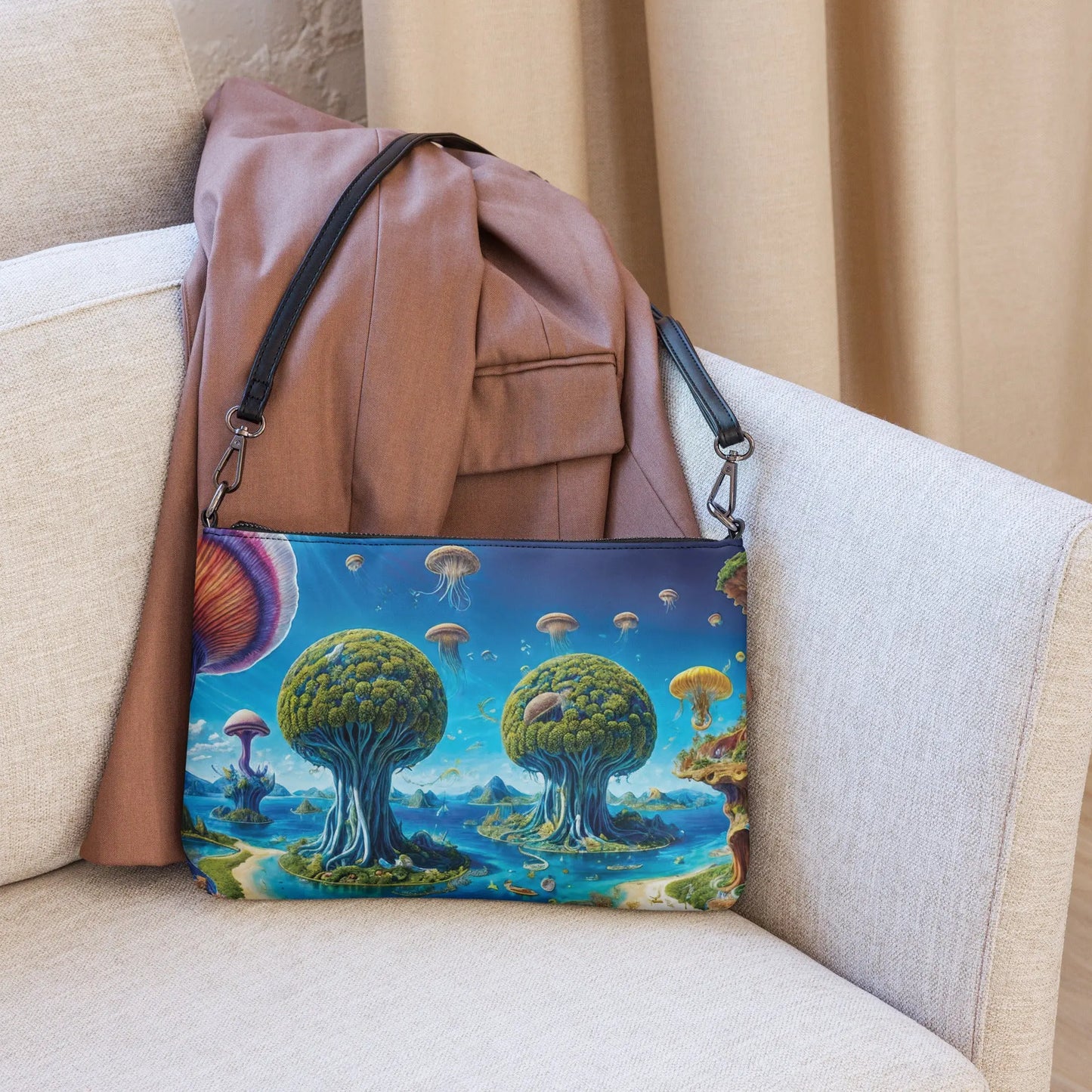 Crossbody bag - Cosmic Trees Isles - by Jelly Kvlt