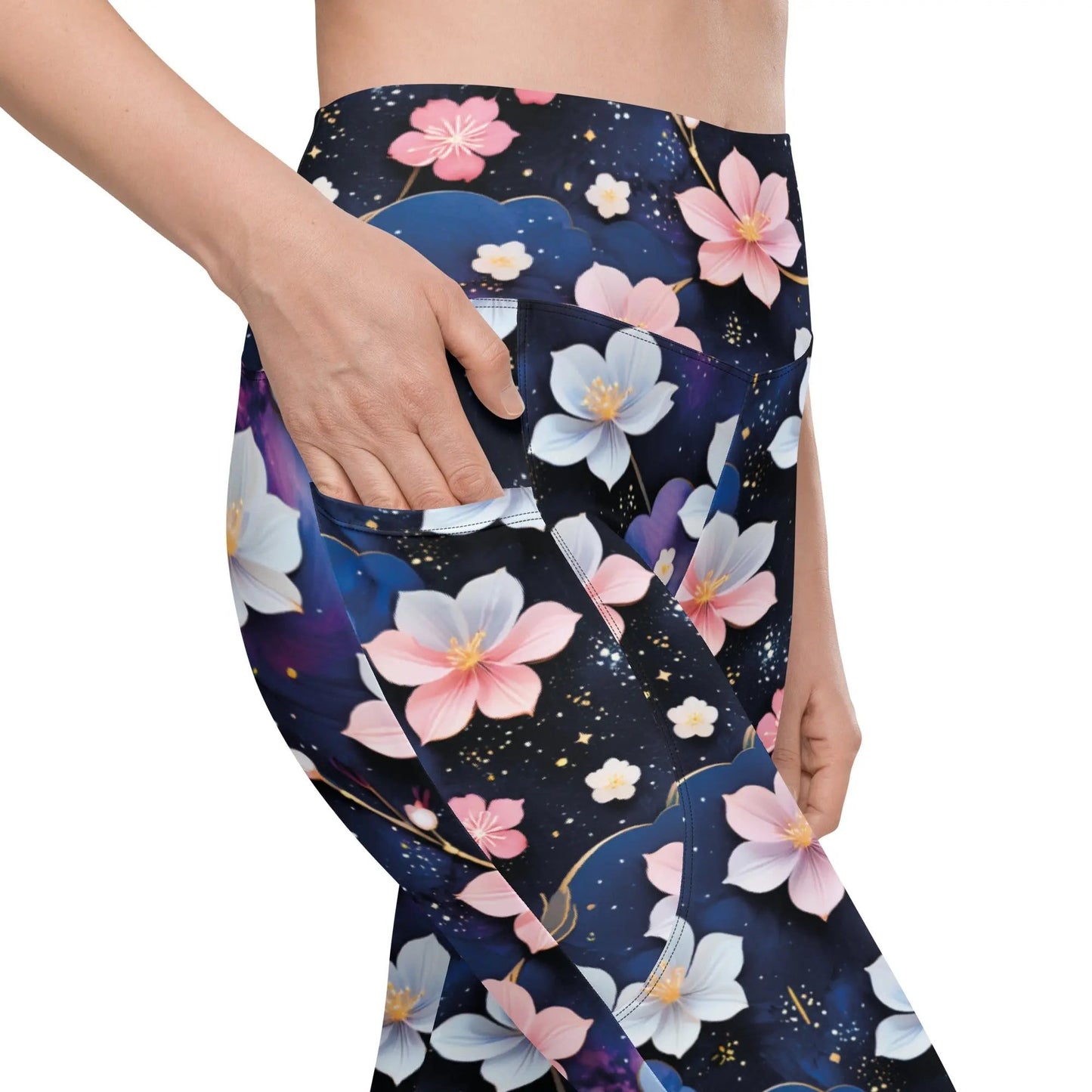 Leggings with Pockets - Midnight Sakura | Functional & Eco-Friendly