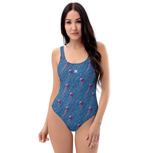One-Piece Swimsuit - Blue and Violet Jellyfishes | Jelly Kvlt