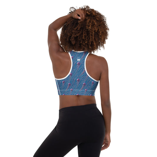 Padded Sports Bra - Blue And Violet Jellyfishes | Jelly Kvlt