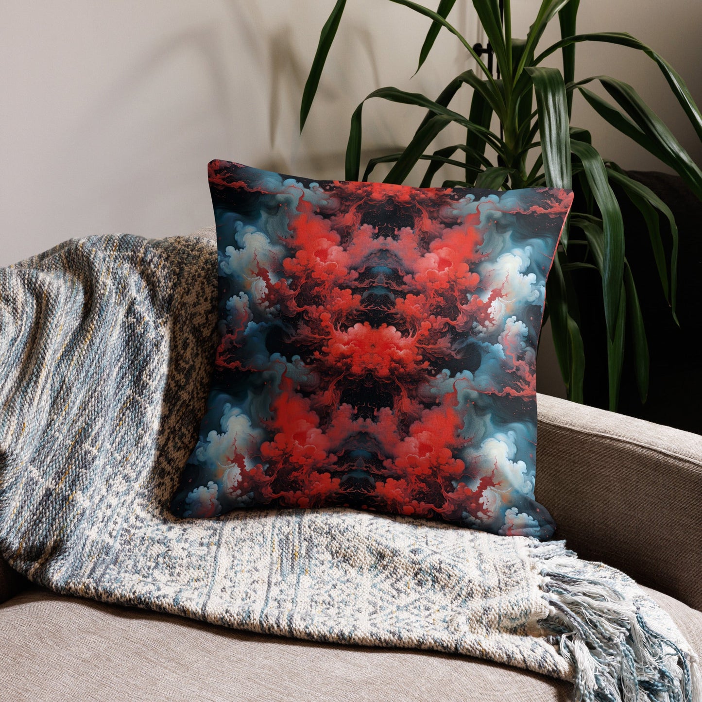 Premium Pillow - Ethereal Crimson Flow - Dual Harmony Jelly Kvlt