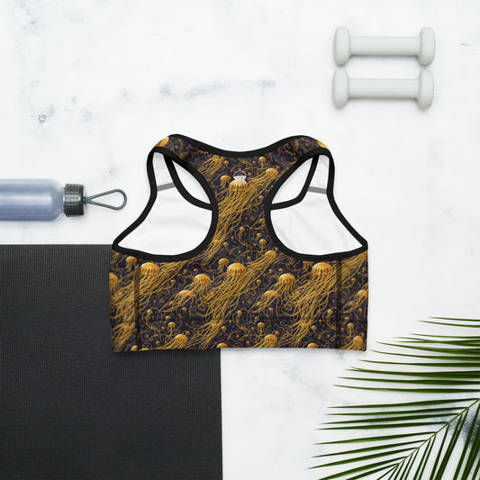 Jelly Kvlt - Sports bra - Black and Gold Jellyfishes