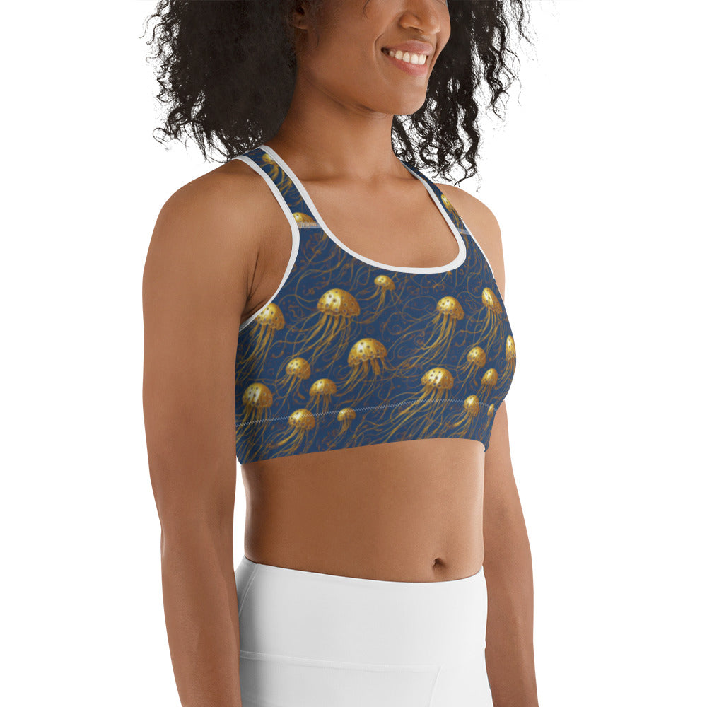 Jelly Kvlt - Sports bra - Blue And Gold Jellyfishes