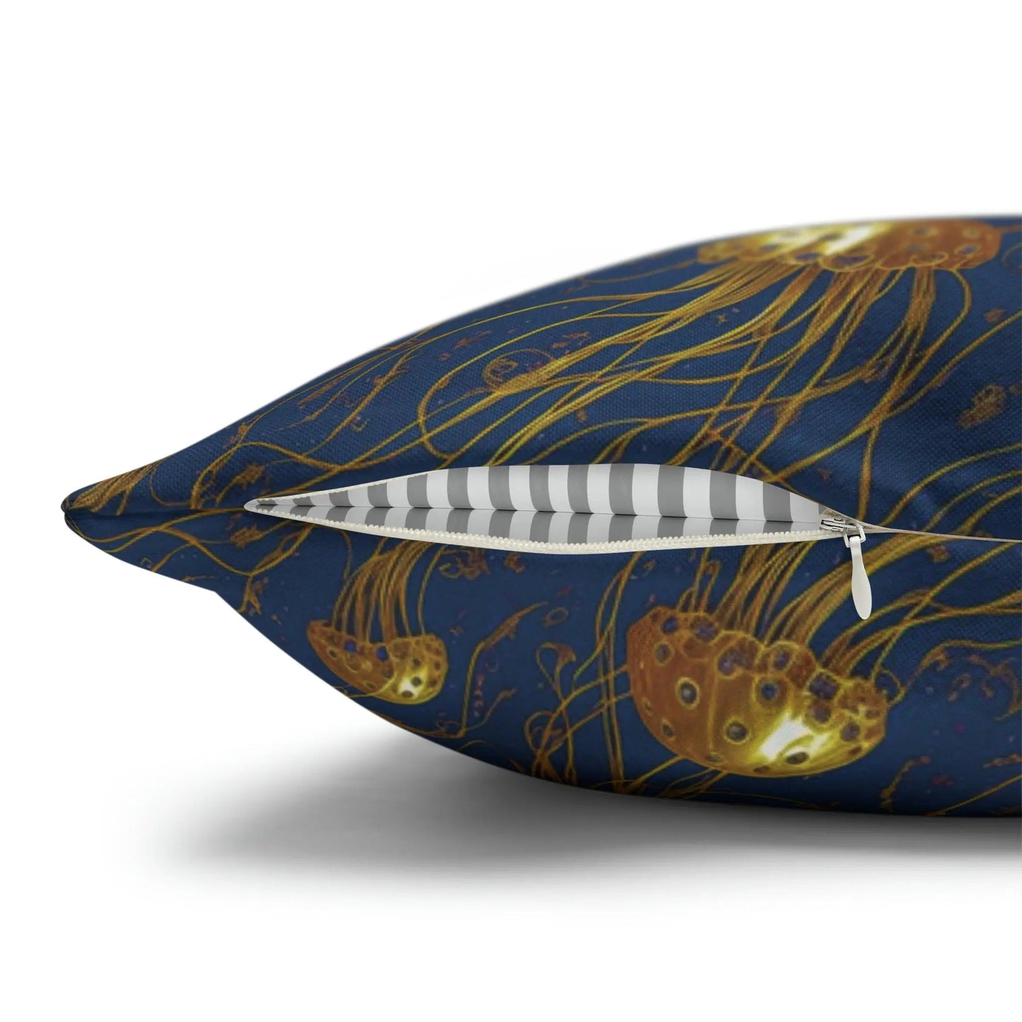 Jelly Kvlt - Square Pillow Case - Blue and Gold Jellyfishes
