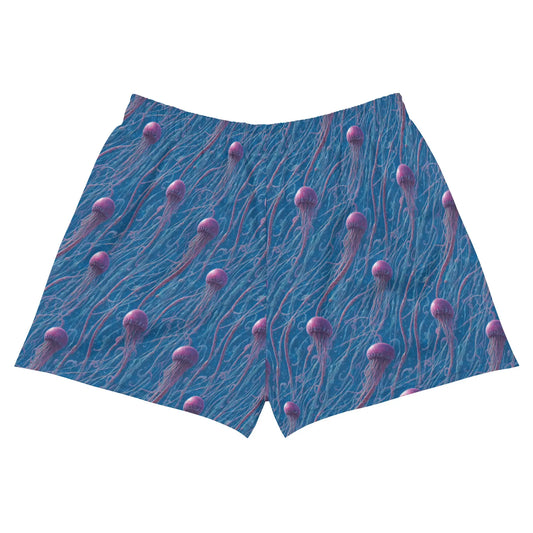 Unisex Athletic Shorts - Blue and Violet Jellyfishes - by Jelly Kvlt