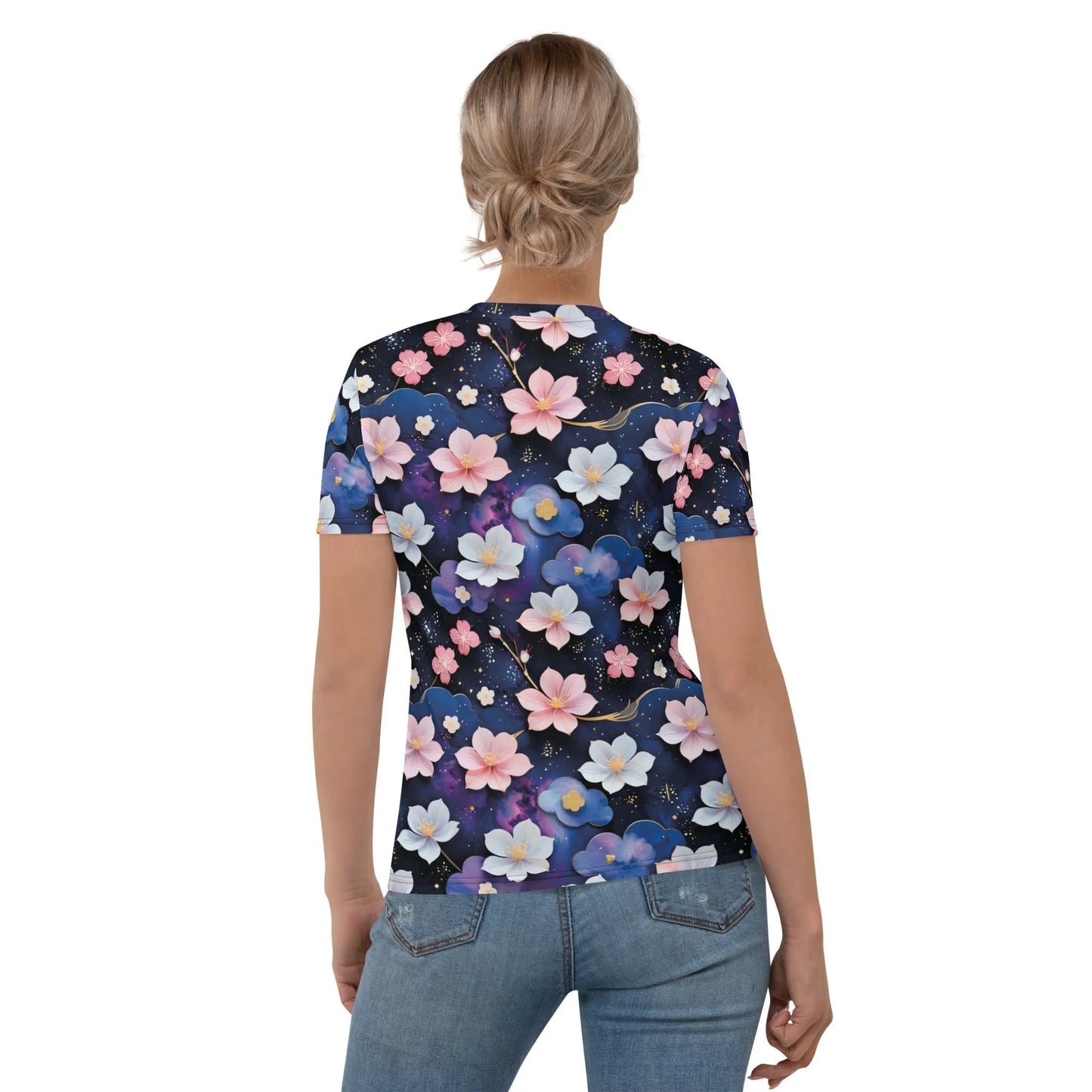 Women’s Crewneck T-shirt - Midnight Sakura | Comfortable & Stylish