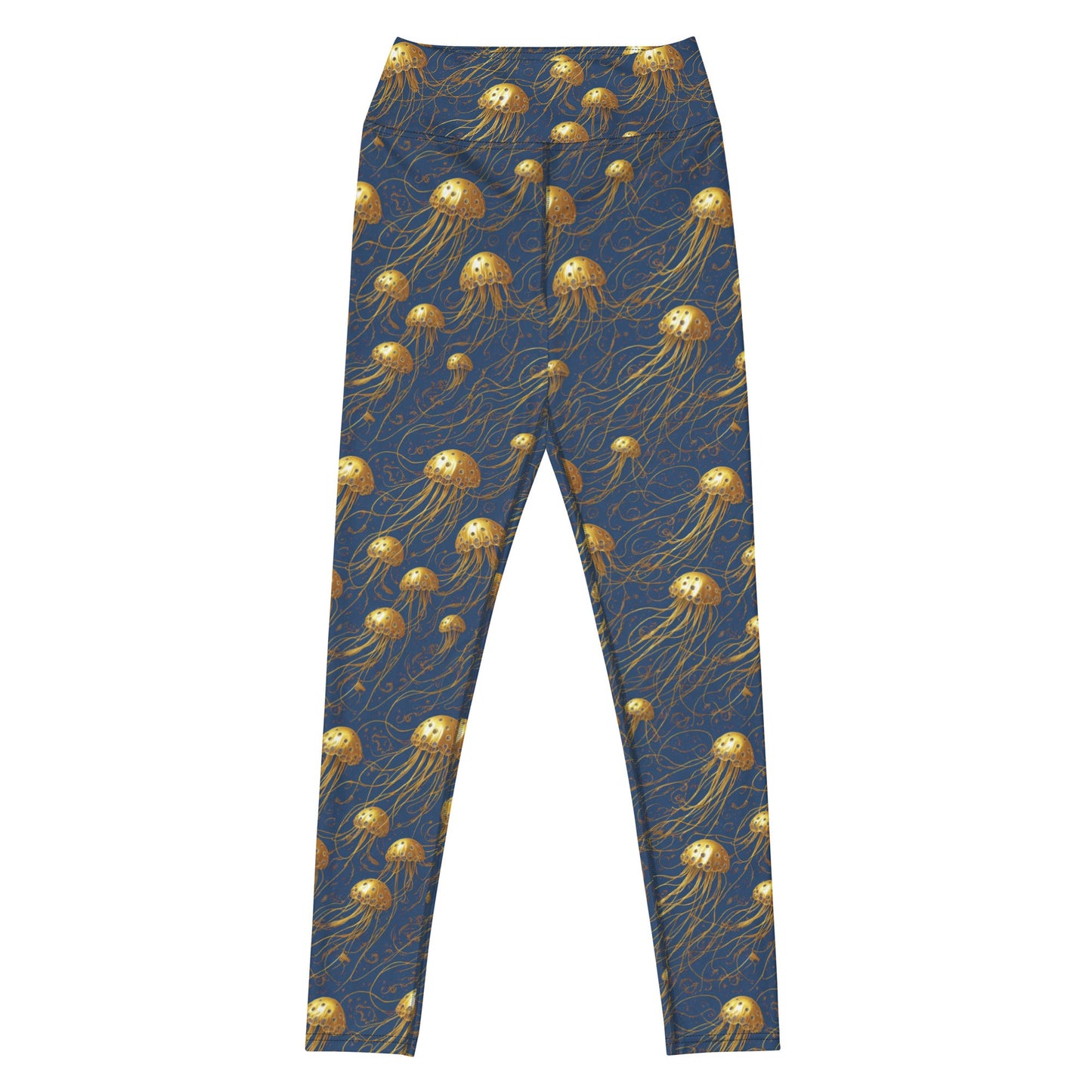 Yoga Leggings - Blue and Gold Jellyfishes | Jelly Kvlt