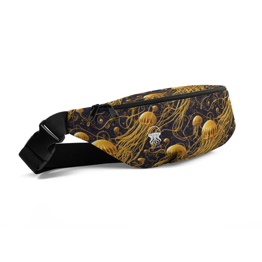 Fanny Pack - Black and Gold Jellyfishes - by Jelly Kvlt