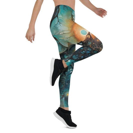 Women's Mid-Rise Leggings - Astral Tempest - by Jelly Kvlt