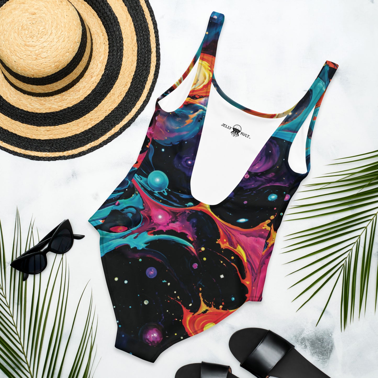 One-Piece Swimsuit - Astral Tempest - by Jelly Kvlt