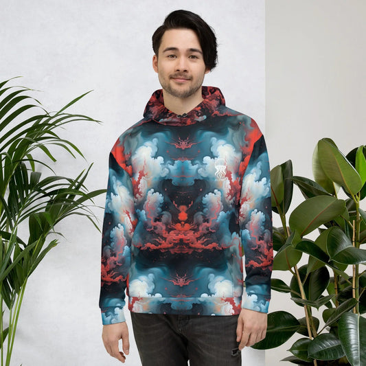 Unisex Comfort Hoodie - Ethereal Crimson Flow - Light - by Jelly Kvlt