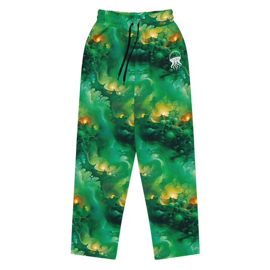Unisex Wide-leg Joggers - Viridian Shroud - by Jelly Kvlt
