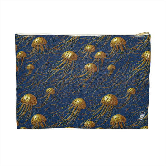 Accessory Pouch - Blue and Gold Jellyfishes - by Jelly Kvlt