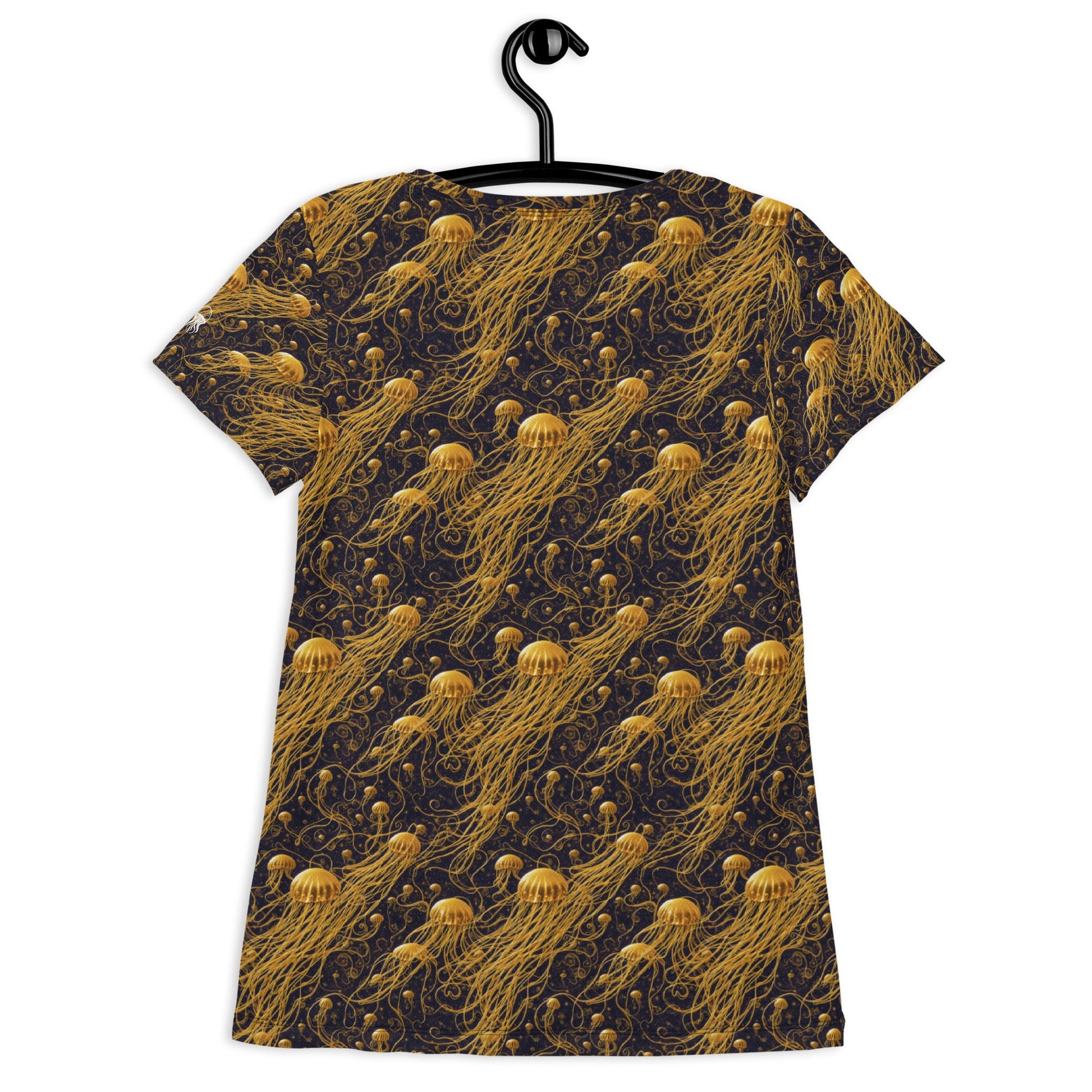 Athletic T-shirt - Black and Gold Jellyfishes - by Jelly Kvlt