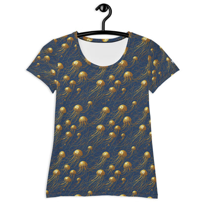 Athletic T-shirt - Blue and Gold Jellyfishes - by Jelly Kvlt