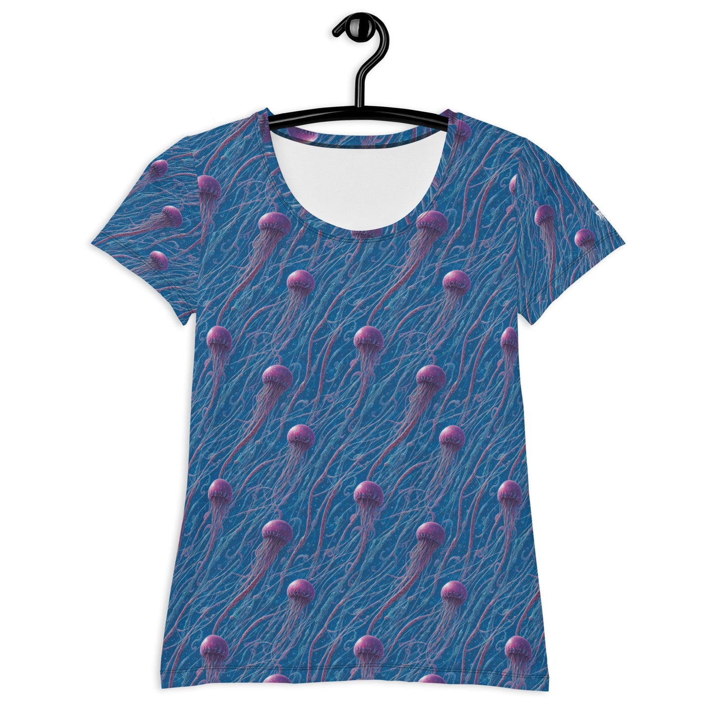 Athletic T-shirt - Blue and Violet Jellyfishes - by Jelly Kvlt