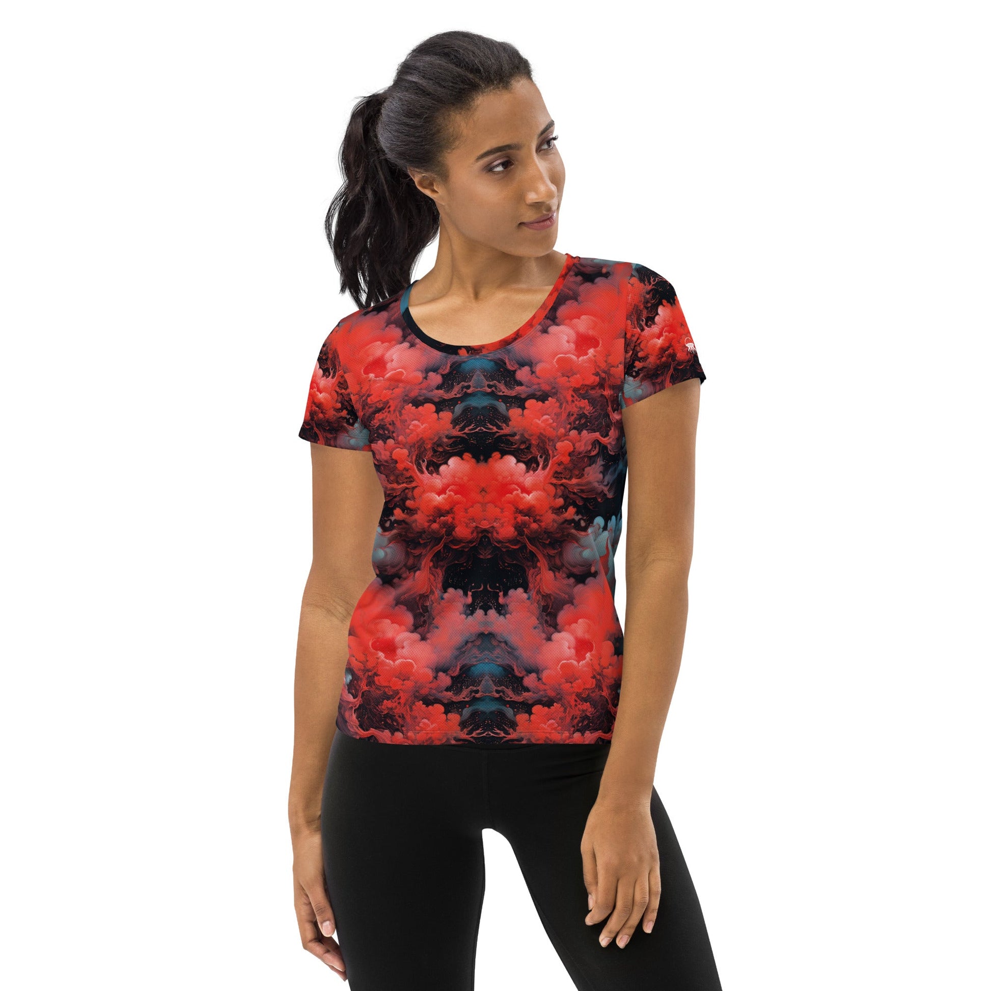 Athletic T-shirt - Ethereal Crimson Flow - Dark - by Jelly Kvlt