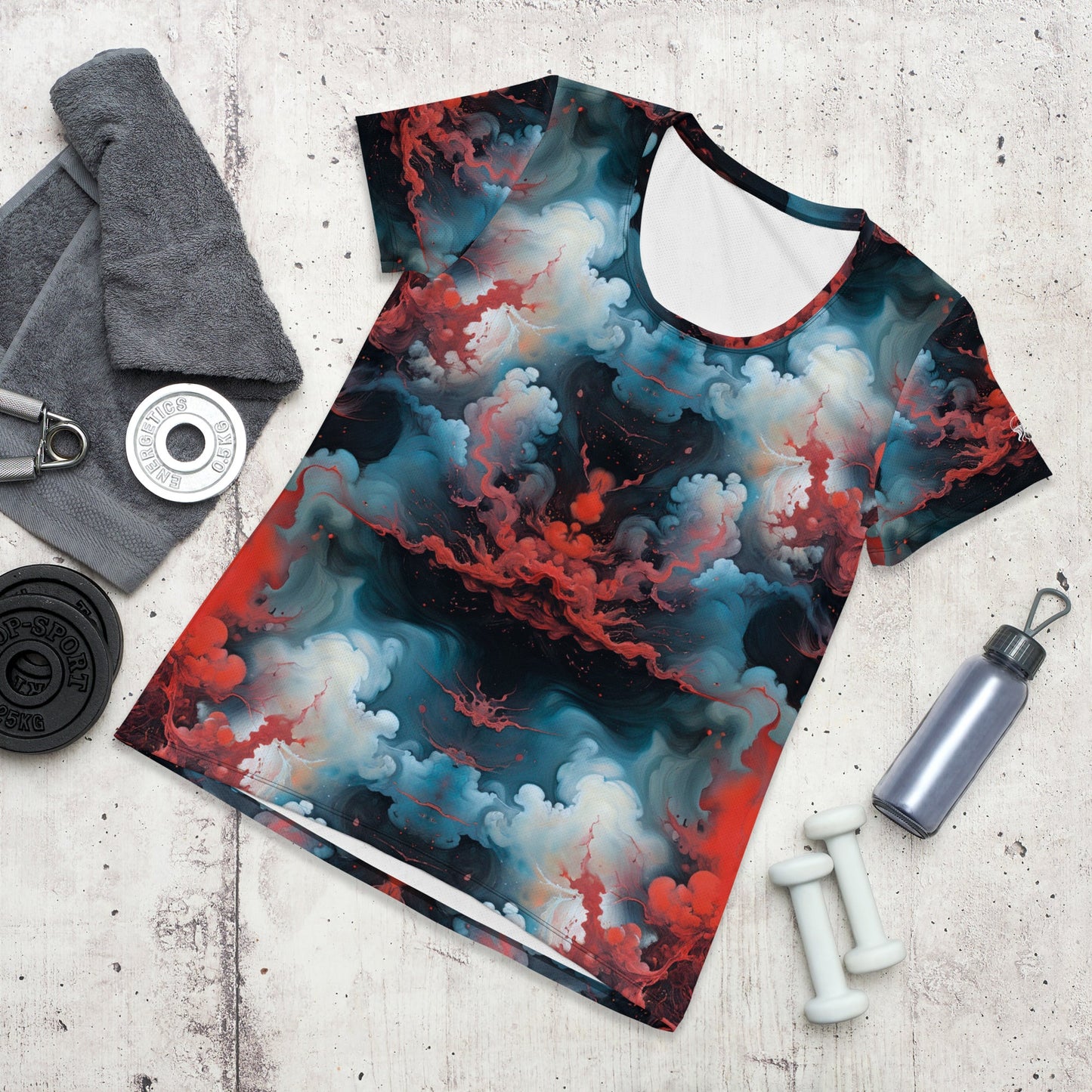 Athletic T-shirt - Ethereal Crimson Flow - Light - by Jelly Kvlt