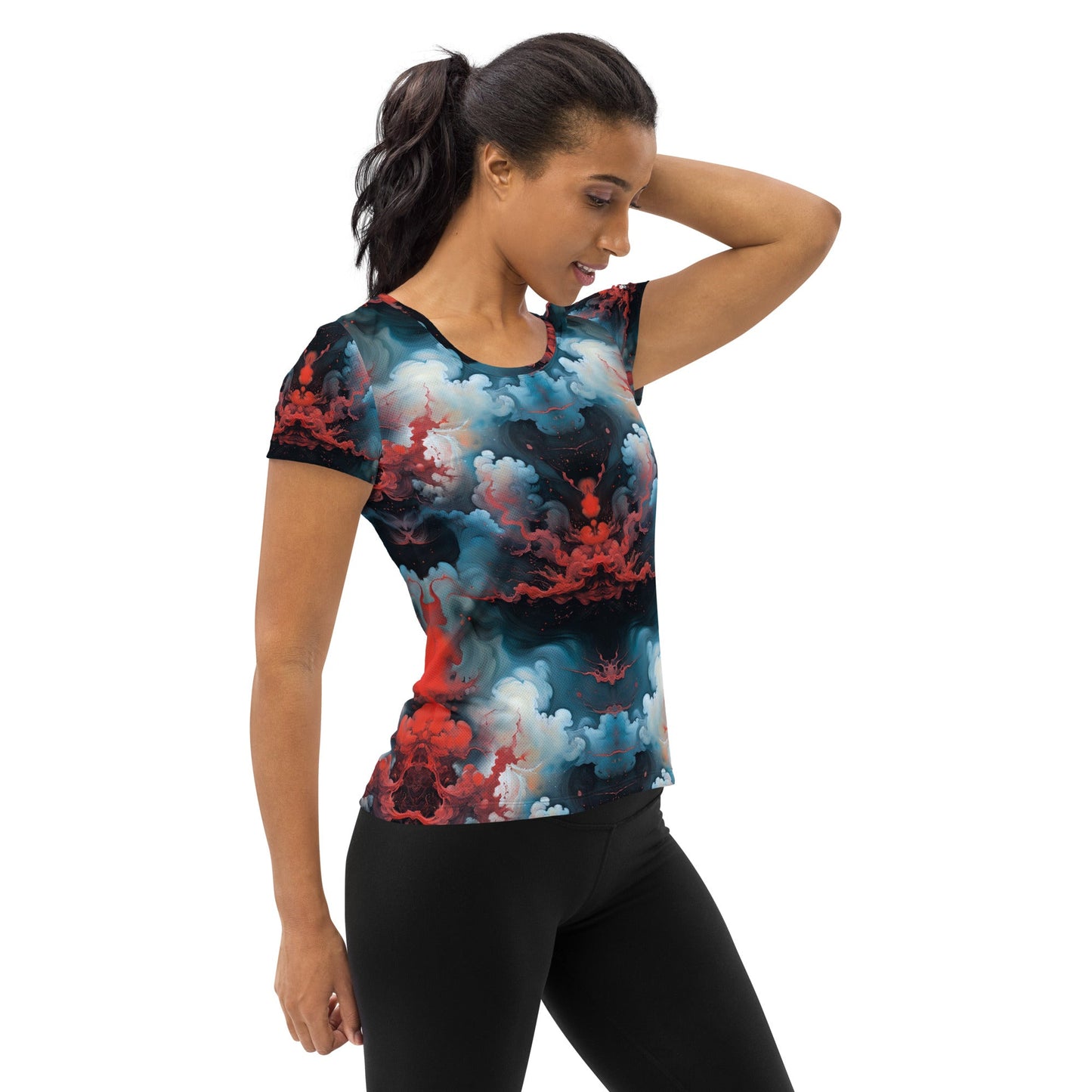 Athletic T-shirt - Ethereal Crimson Flow - Light - by Jelly Kvlt