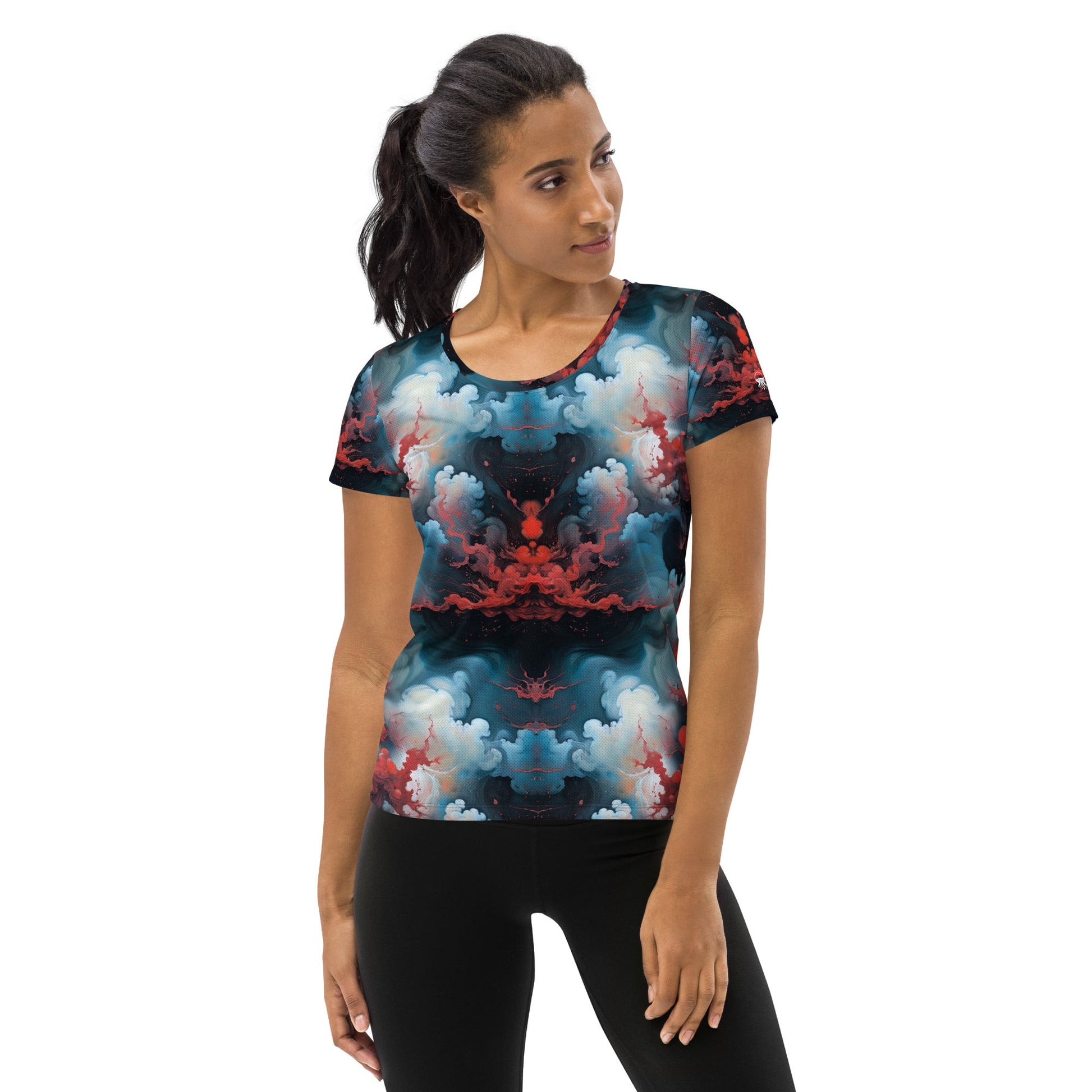 Athletic T-shirt - Ethereal Crimson Flow - Light - by Jelly Kvlt