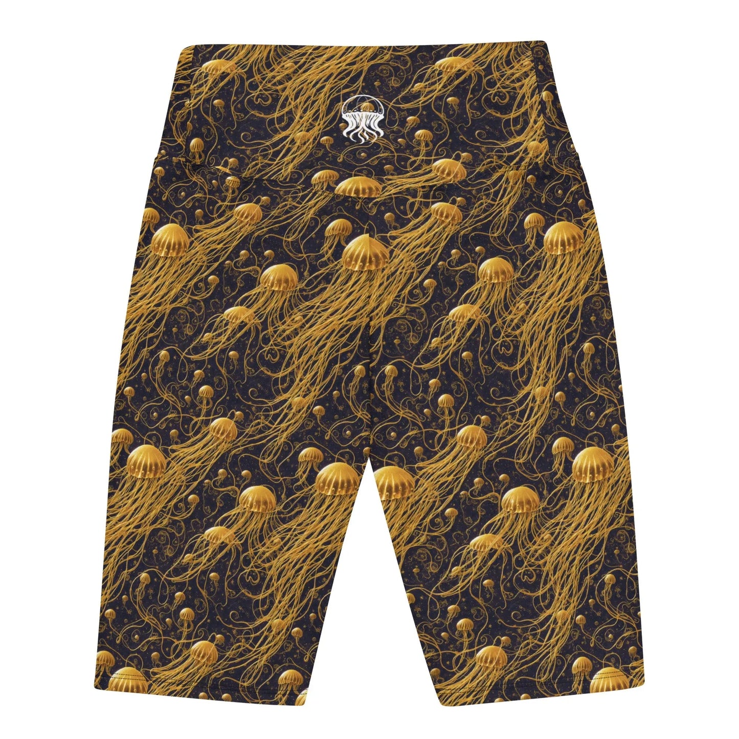 Biker Shorts - Black and Gold Jellyfishes - by Jelly Kvlt