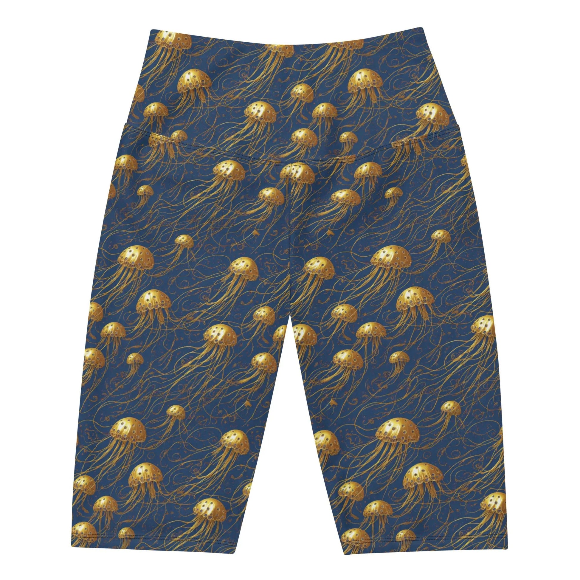 Biker Shorts - Blue and Gold Jellyfishes - by Jelly Kvlt