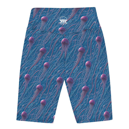 Biker Shorts - Blue and Violet Jellyfishes - by Jelly Kvlt