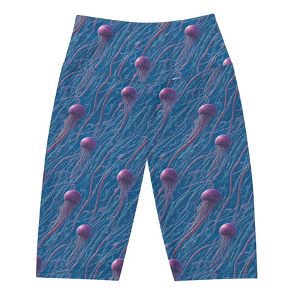 Biker Shorts - Blue and Violet Jellyfishes - by Jelly Kvlt