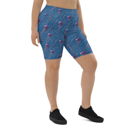 Biker Shorts - Blue and Violet Jellyfishes - by Jelly Kvlt