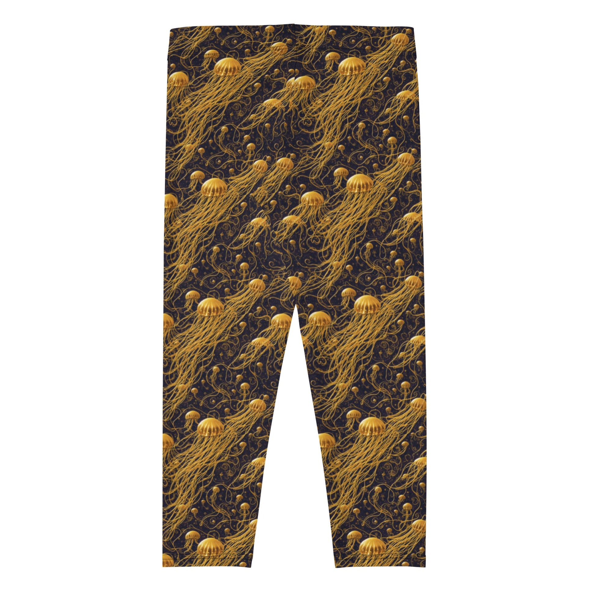 Capri Leggings - Black and Gold Jellyfishes - by Jelly Kvlt