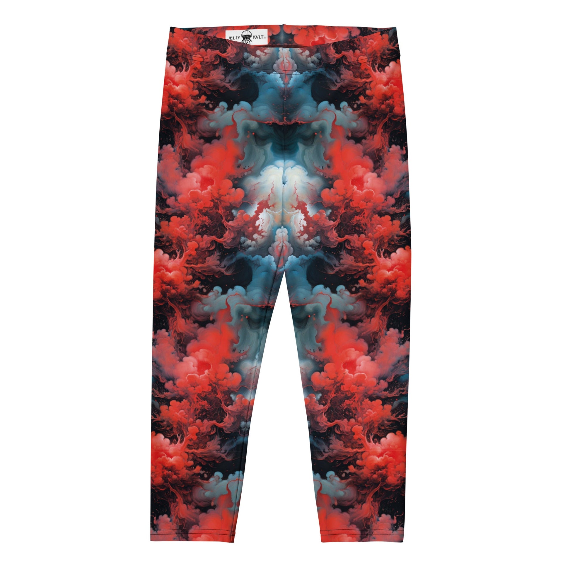 Capri Leggings - Ethereal Crimson Flow - Dark Jelly Kvlt