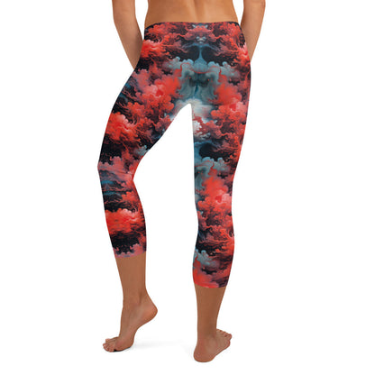 Capri Leggings - Ethereal Crimson Flow - Dark Jelly Kvlt