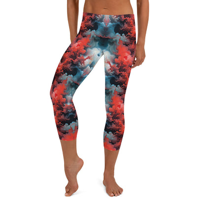 Capri Leggings - Ethereal Crimson Flow - Dark Jelly Kvlt