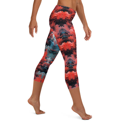 Capri Leggings - Ethereal Crimson Flow - Dark Jelly Kvlt