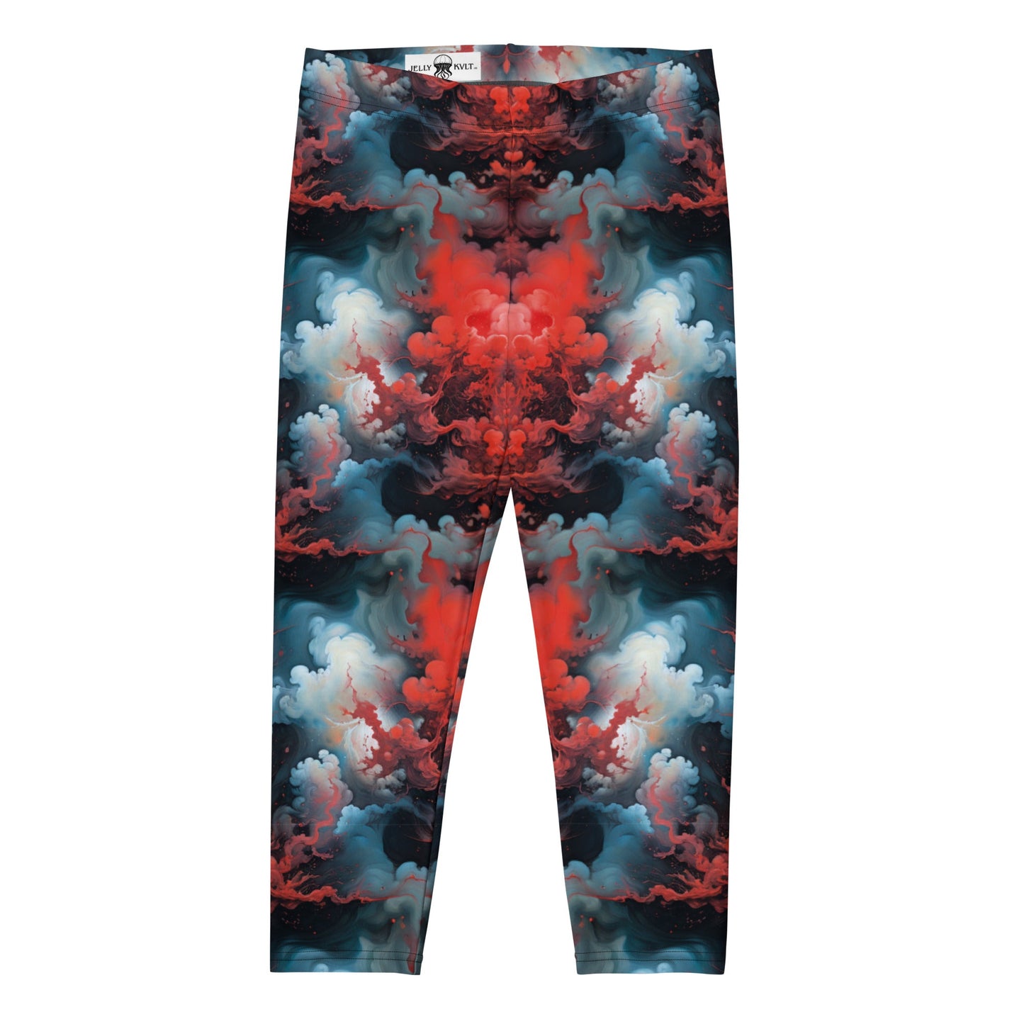 Capri Leggings - Ethereal Crimson Flow - Light Jelly Kvlt