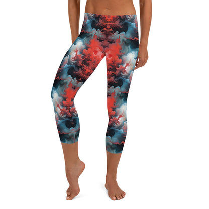 Capri Leggings - Ethereal Crimson Flow - Light Jelly Kvlt