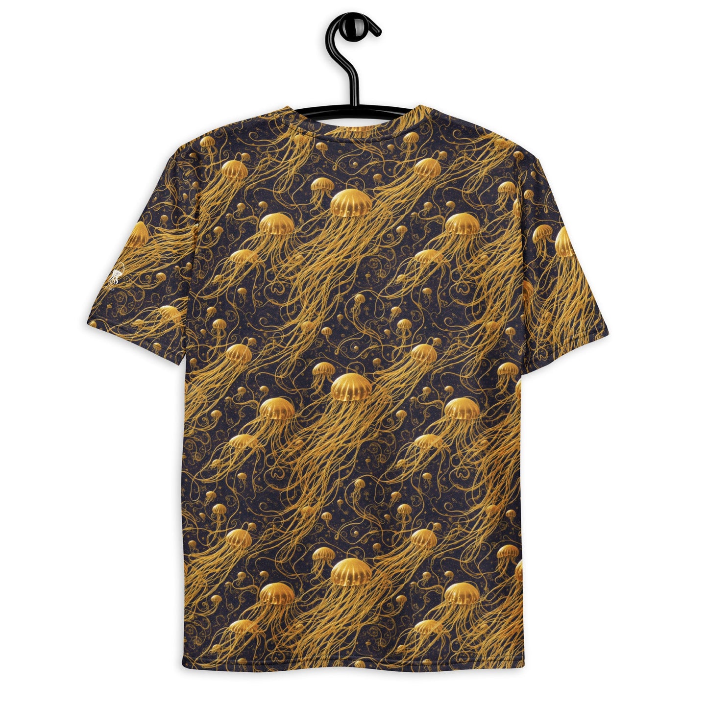 Men's Crewneck T-shirt - Black and Gold Jellyfishes - by Jelly Kvlt