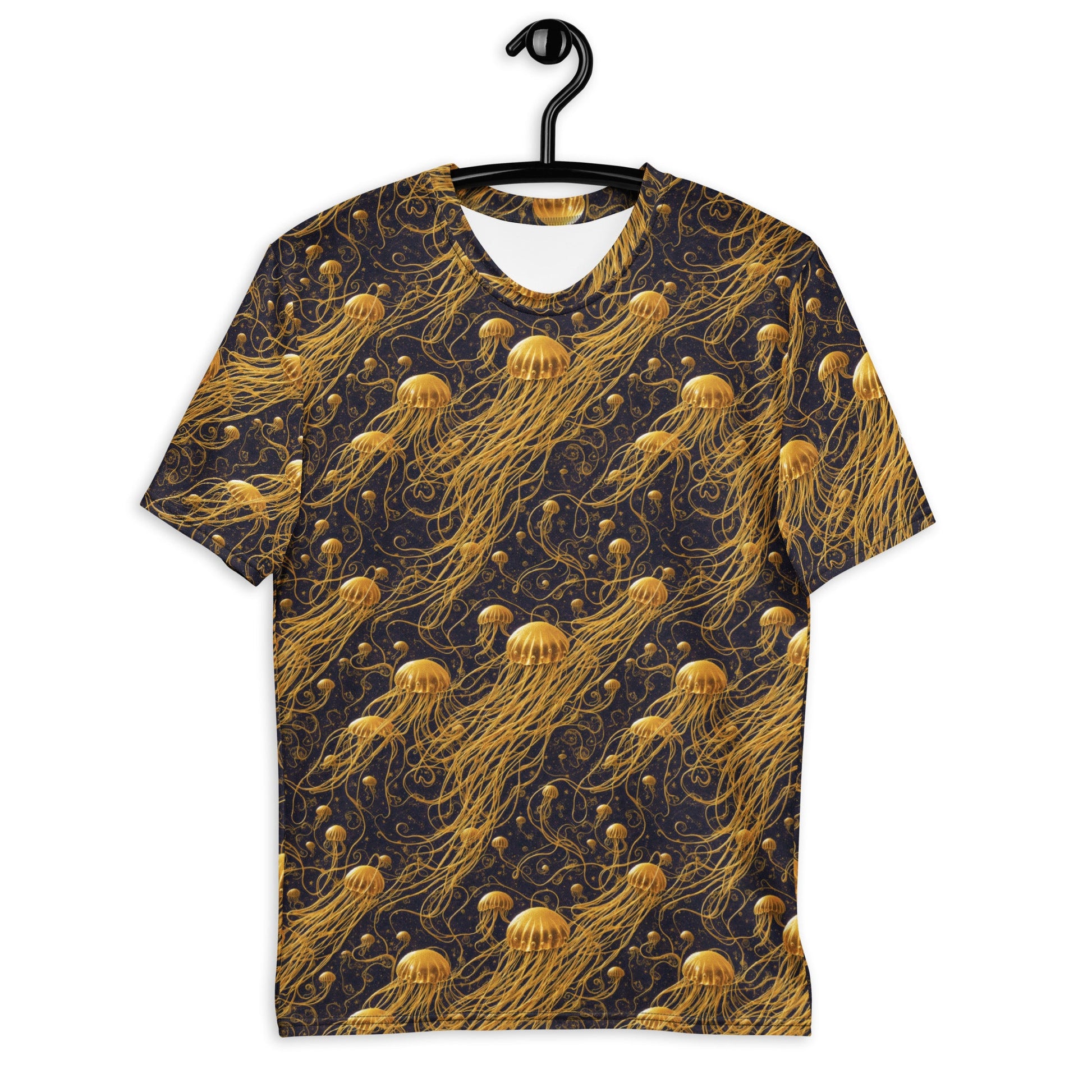 Men's Crewneck T-shirt - Black and Gold Jellyfishes - by Jelly Kvlt