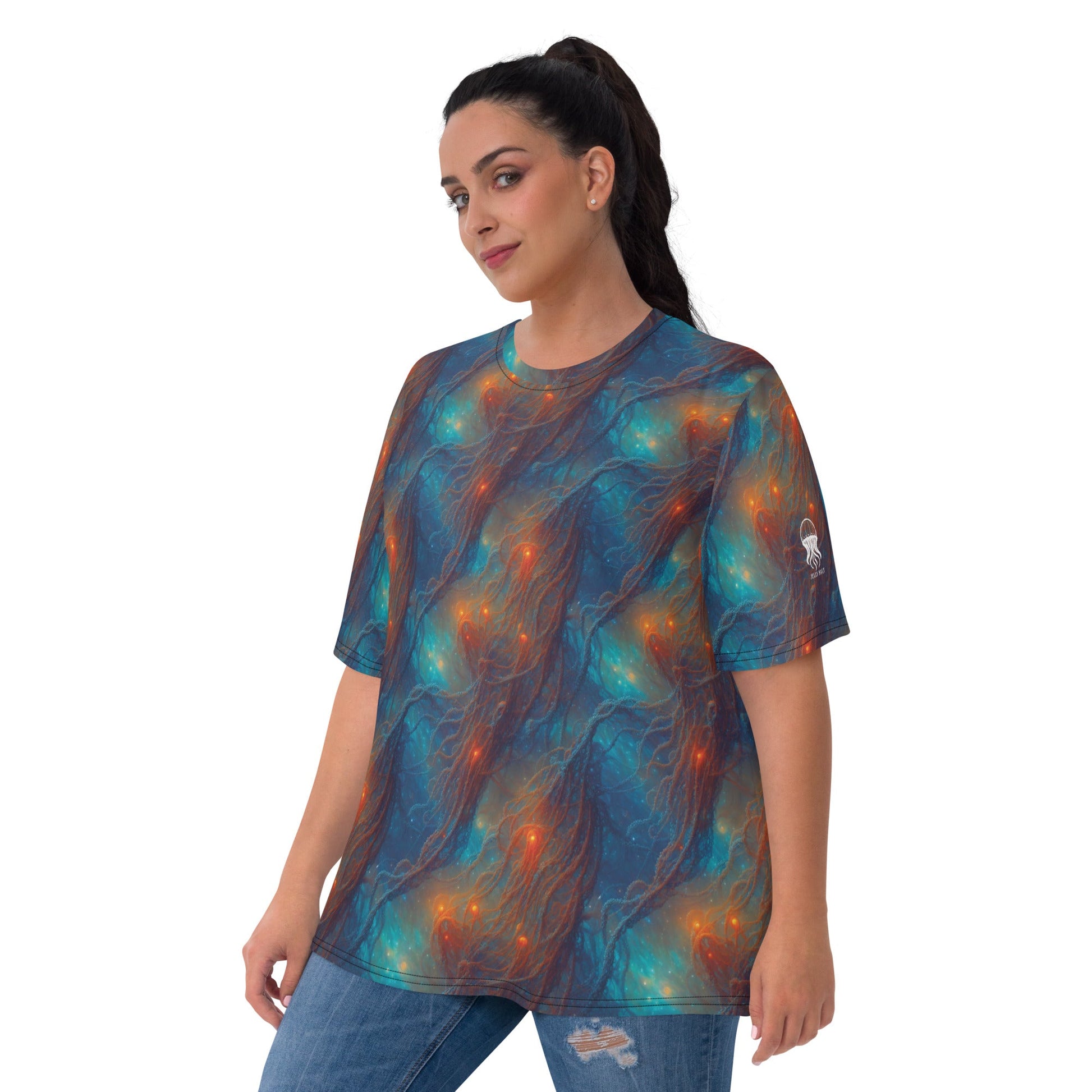 Women's Crewneck T-Shirt - Nebular Nexus | Jelly Kvlt