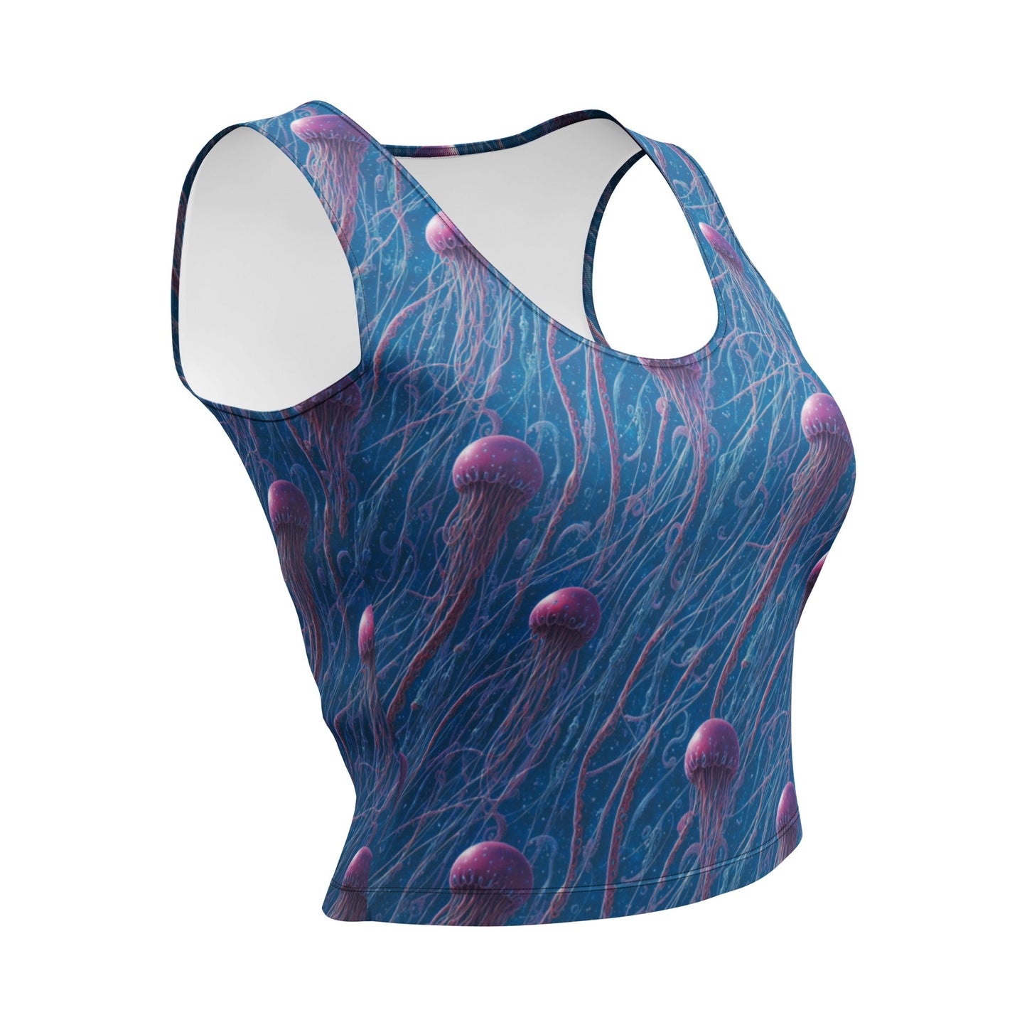 Crop Top - Blue And Violet Jellyfishes | Jelly Kvlt