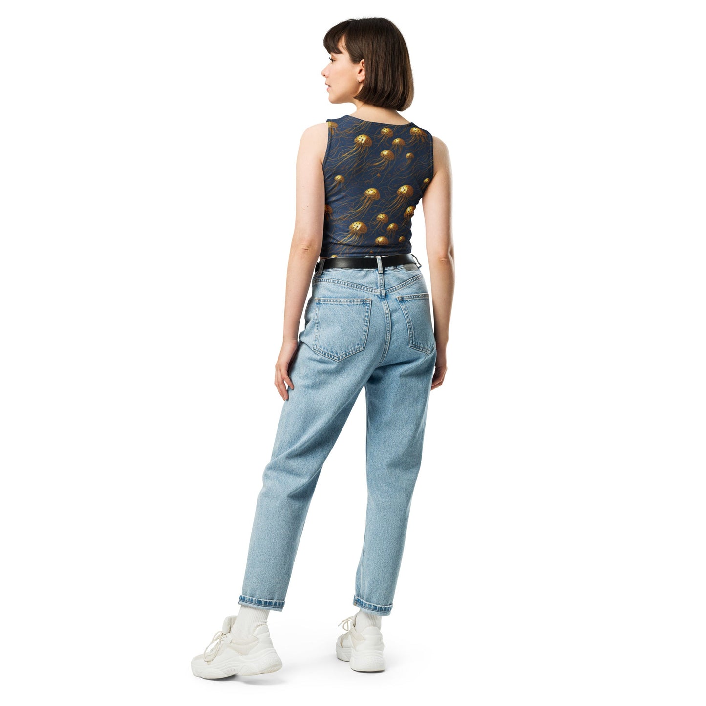 Crop Top - Blue and Gold Jellyfishes | Jelly Kvlt