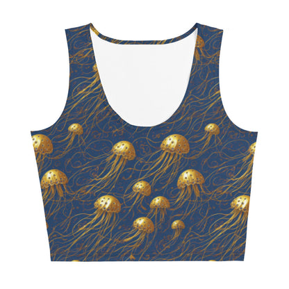 Crop Top - Blue and Gold Jellyfishes | Jelly Kvlt