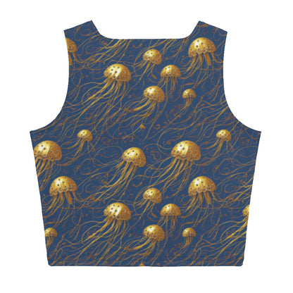 Crop Top - Blue and Gold Jellyfishes | Jelly Kvlt