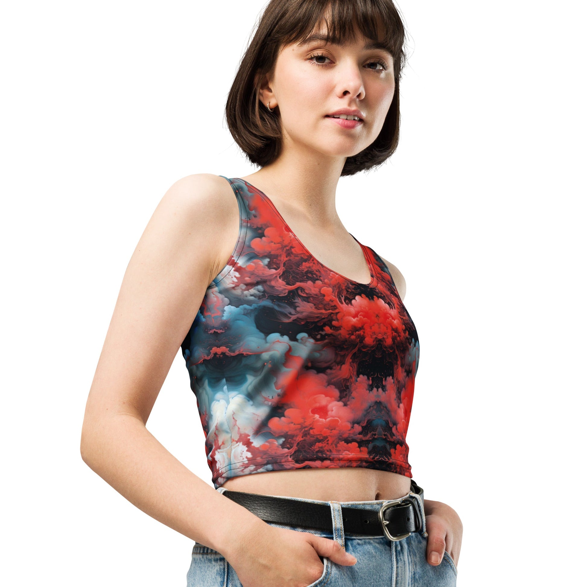 Crop Top - Ethereal Crimson Flow - Dark Jelly Kvlt