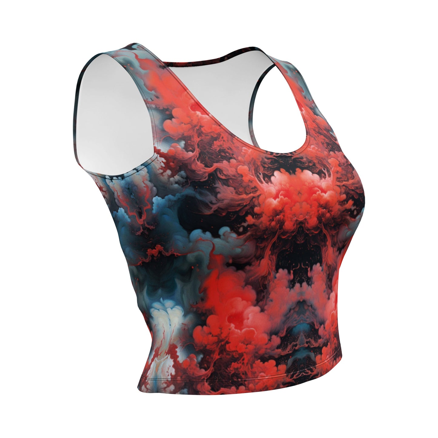 Crop Top - Ethereal Crimson Flow - Dark Jelly Kvlt