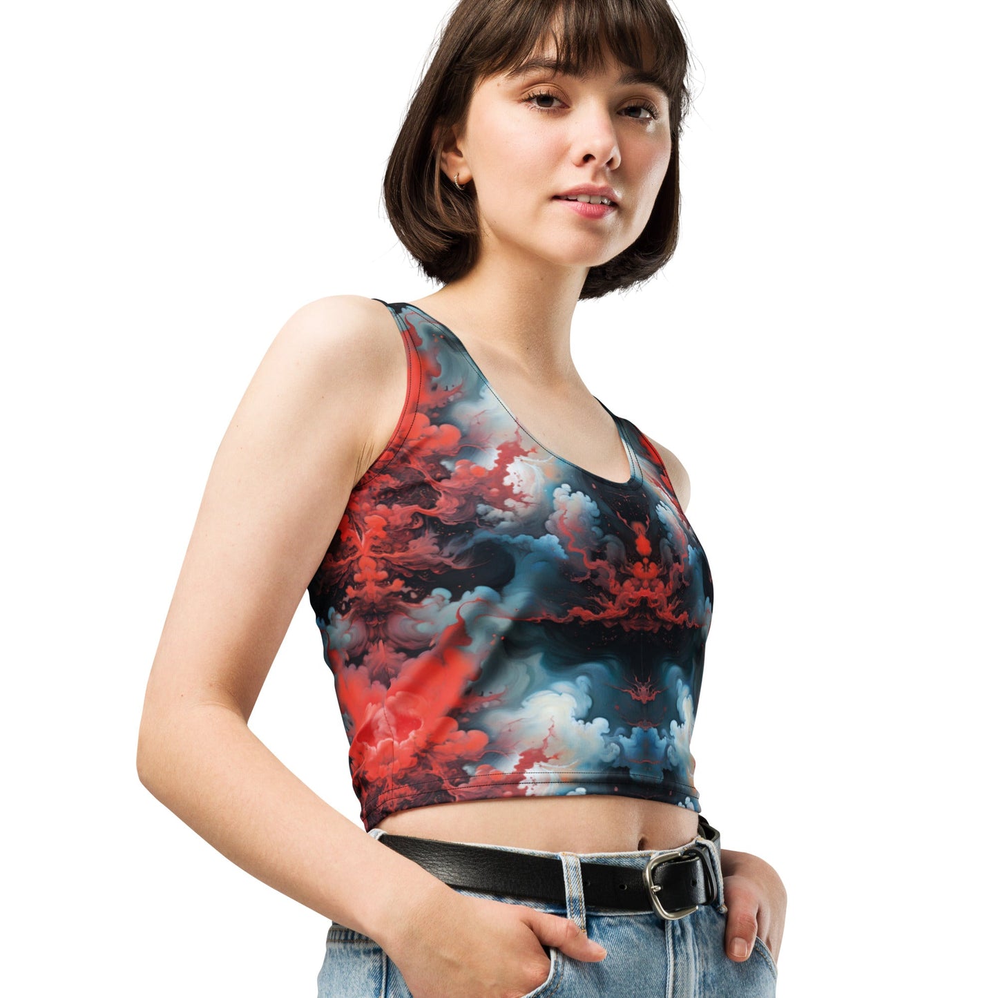 Crop Top - Ethereal Crimson Flow - Light Jelly Kvlt