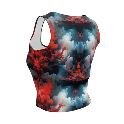 Crop Top - Ethereal Crimson Flow - Light Jelly Kvlt