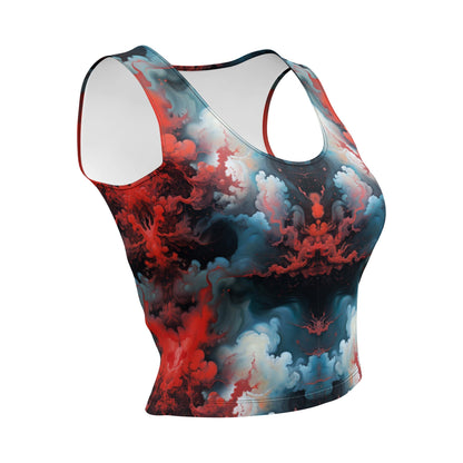 Crop Top - Ethereal Crimson Flow - Light Jelly Kvlt