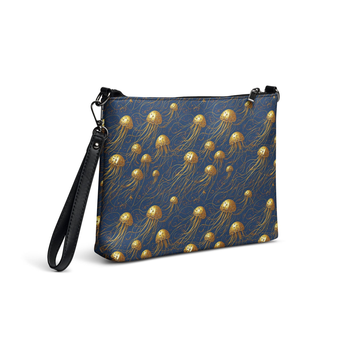 Crossbody bag - Blue and Gold Jellyfishes - by Jelly Kvlt